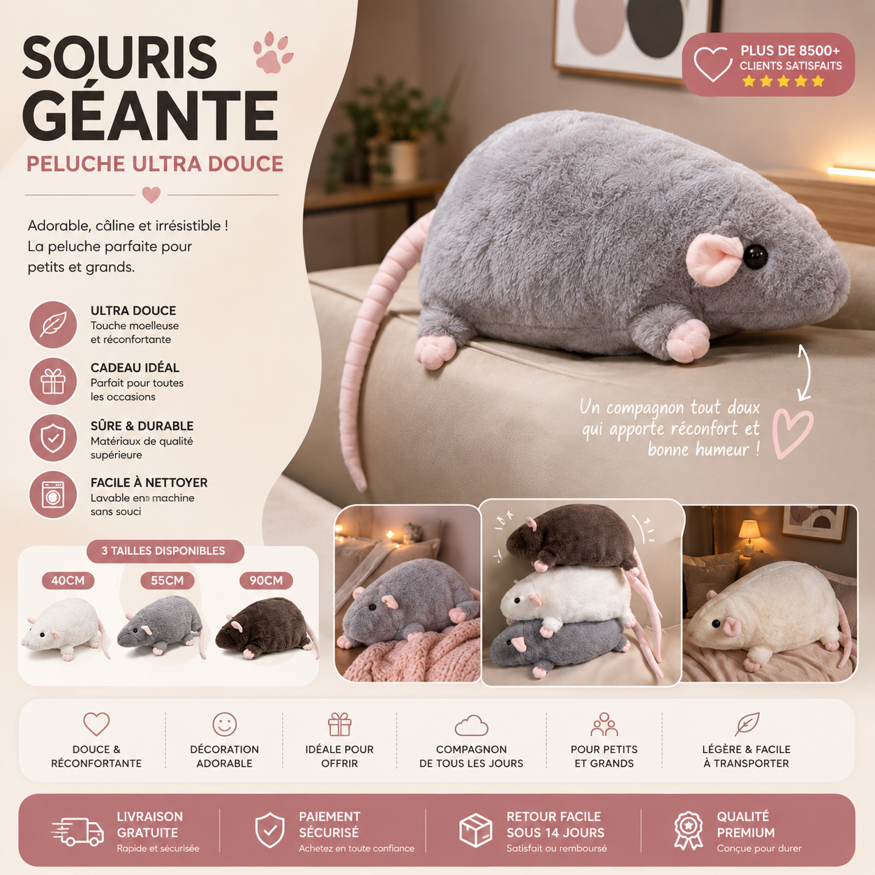 FluffyRat — Peluche Géante Souris XXL