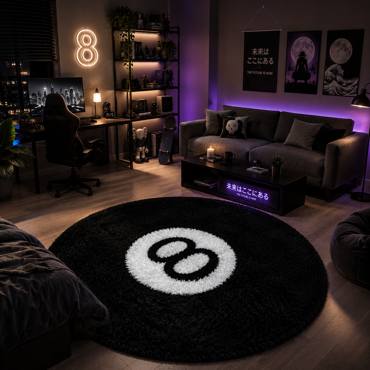 EightBall Rug — Tapis Rond Boule Billard