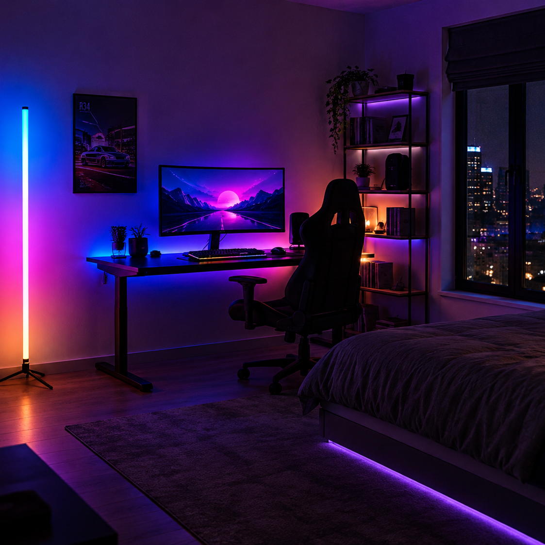LumaBar — Lampe Sol LED RGB 120cm