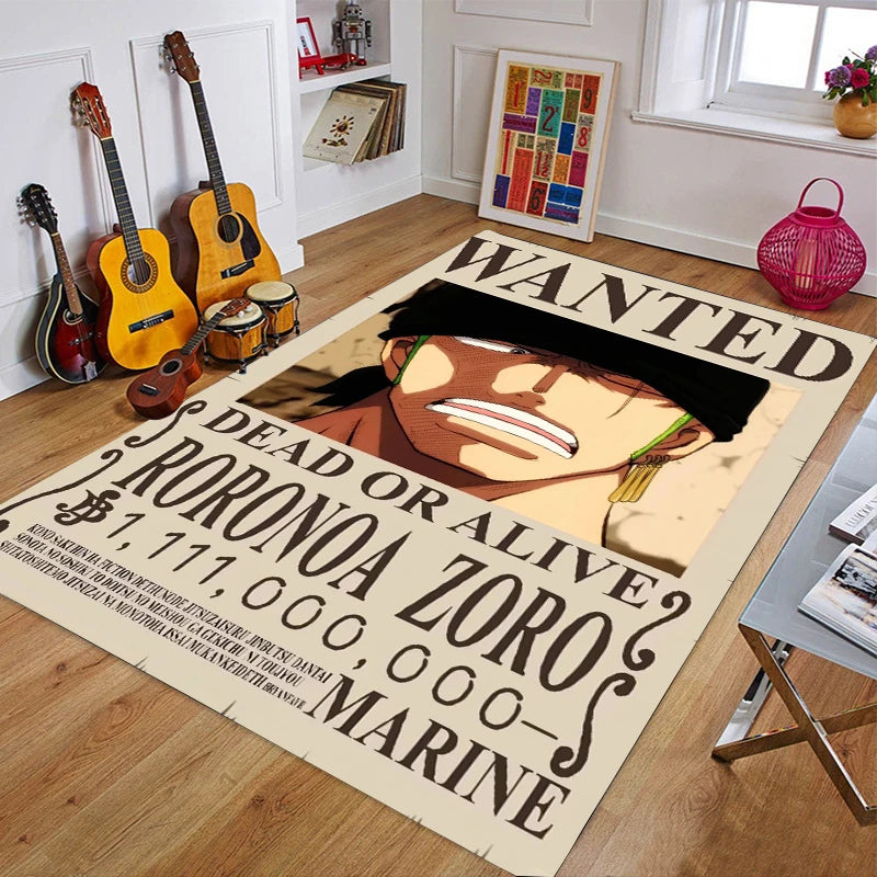 One Piece Cartoon Anime Carpet Fifth Gear Luffly Rug Roronoa Zoro Lounge Rug Bedroom Bedside Rug Nami Robin Doormat Home Decor