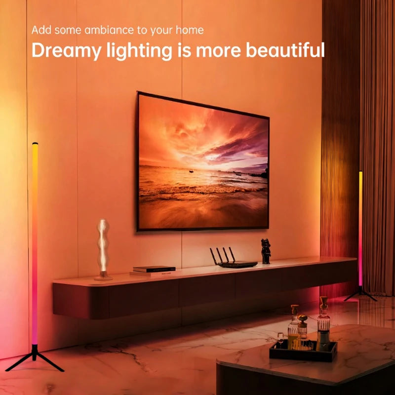 120CM LED RGB Floor Lamp Bar, Sound Pickup Ambient Light, Corner Wall Light for Bedroom, E-Sports Room Live Atmosphere Lamp